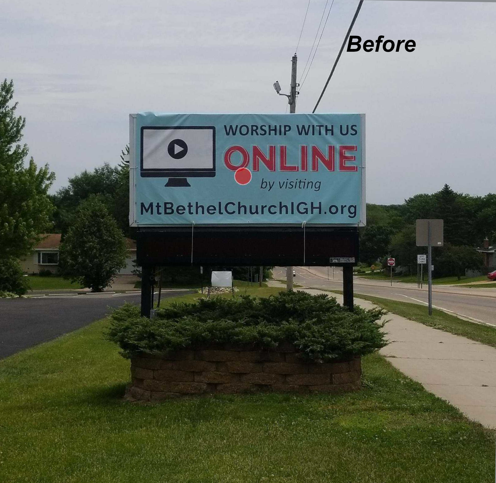 Mount Bethel Church Electronic Message Board Sign (Before)