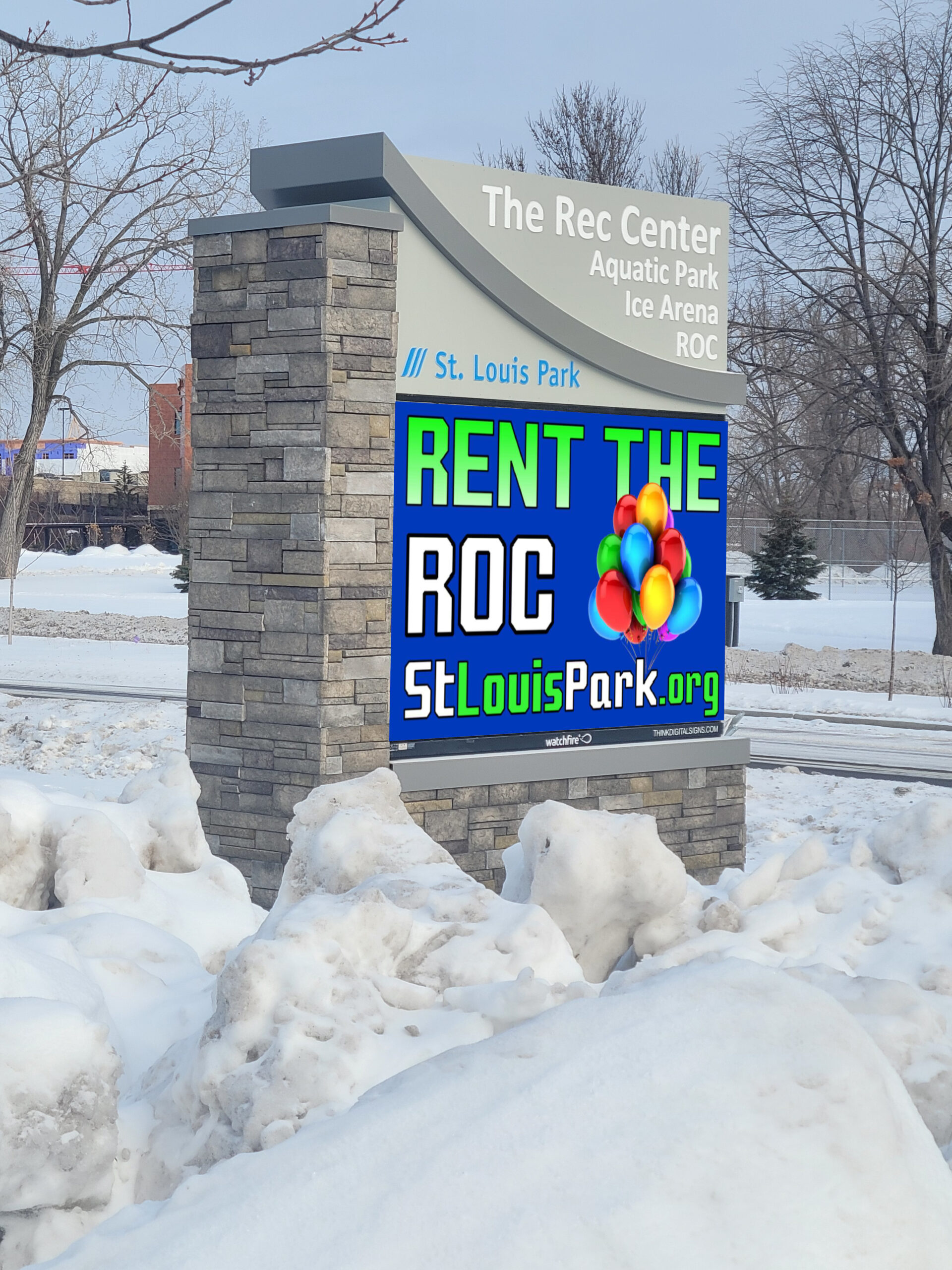 Saint-Louis-Park- Rec Center Outdoor-LED-Digital-Sign-Monument